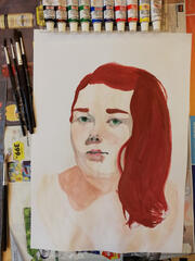 traditional tempera paint portrait